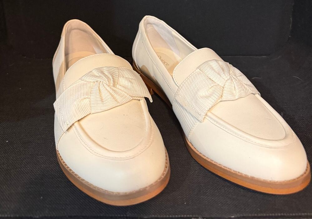 Quince Italian leather bow penny loafer in bone sz 9 NEW